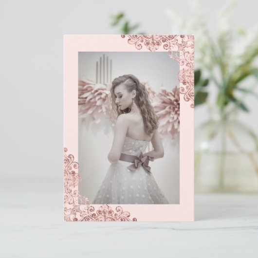 Sweet Sixteen Meisje Trendy Kant Roze Goud (Staand voorkant)