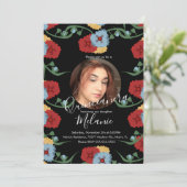 Sweet Sixteen Mexican Fiesta Floral Foto Kaart (Staand voorkant)