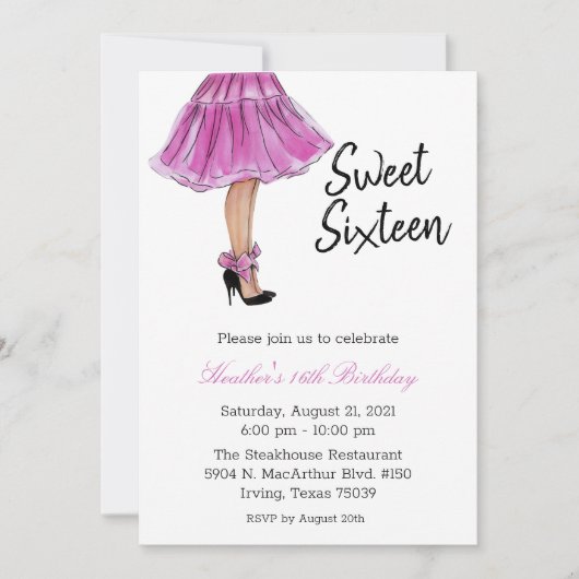 Sweet Sixteen Mode Birthday Uitnodiging (Voorkant)