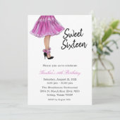 Sweet Sixteen Mode Birthday Uitnodiging (Staand voorkant)