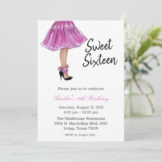 Sweet Sixteen Mode Birthday Uitnodiging (Staand voorkant)