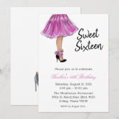 Sweet Sixteen Mode Birthday Uitnodiging (Voorkant / Achterkant)