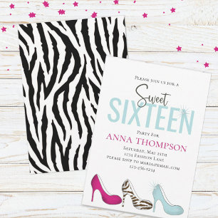 Sweet Sixteen Modern Glam Girly Birthday Kaart