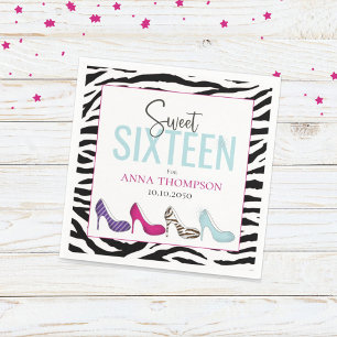 Sweet Sixteen Modern Glam Girly Birthday Servet