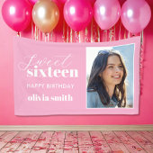 Sweet Sixteen Modern Pink 16e verjaardag foto Spandoek