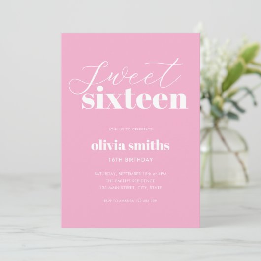 Sweet Sixteen Modern Pink 16e verjaardag Kaart (Staand voorkant)