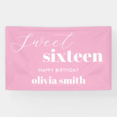 Sweet Sixteen Modern Pink 16e verjaardag Spandoek (Horizontaal)