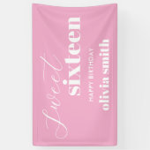 Sweet Sixteen Modern Pink 16e verjaardag Spandoek (Verticaal)