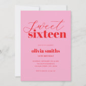 Sweet Sixteen Modern Roze Rood 16e Verjaardag Kaart (Voorkant)