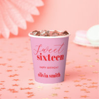 Sweet Sixteen Modern Roze Rood 16e Verjaardag