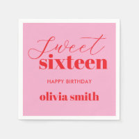 Sweet Sixteen Modern Roze Rood 16e Verjaardag