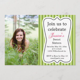 Sweet Sixteen Moderne Stripes Green Girl's Kaart