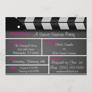 Sweet Sixteen Movie Invitation Kaart