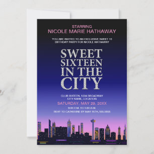 Sweet Sixteen Movie Poster Party Invitation Kaart