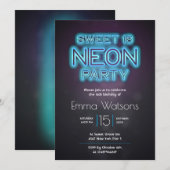 Sweet sixteen Neon Party Blue Kaart (Voorkant / Achterkant)
