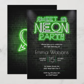 Sweet sixteen Neon Party Kaart (Voorkant / Achterkant)
