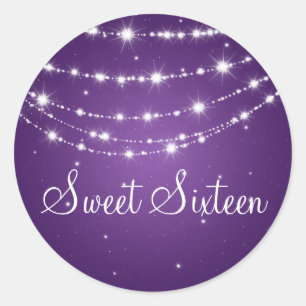 Sweet Sixteen Paars voor de mousserende keten Ronde Sticker