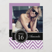 SWEET SIXTEEN PAARS ZIG ZAG CHEVRON PATTERN KAART (Voorkant / Achterkant)