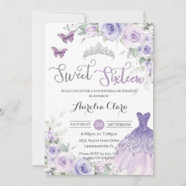 Sweet Sixteen Paarse Floral 16th Birthday Dress Kaart