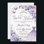 Sweet Sixteen Paarse Floral 16th Birthday Dress Kaart<br><div class="desc">Pas deze prachtige Sweet Sixteen uitnodiging van de Zeertiende van de Zaterdag met eigen formuleringen gemakkelijk en snel aan, druk eenvoudig de pas het knoop aan om de stijl en de plaatsing van de tekst verder te herschikken en te formatteren. Overeenkomende objecten in de winkel! c) De Happy Cat Studio...</div>