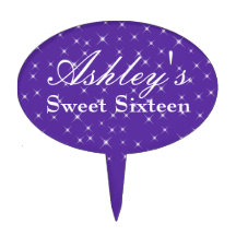 Sweet Sixteen Paarse Glitter Cake Topper