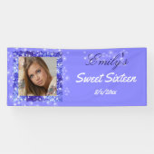 Sweet Sixteen, Paarse glitter, op maat Spandoek (Horizontaal)