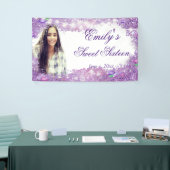 Sweet Sixteen Paarse Glitter, Sparkle Lights Spandoek (Beurs)