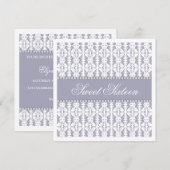 Sweet Sixteen Paarse White Damask Lace Jewel Party Kaart (Voorkant / Achterkant)