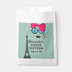 Sweet Sixteen Paris Birthday Treat Favor Bags Bedankzakje