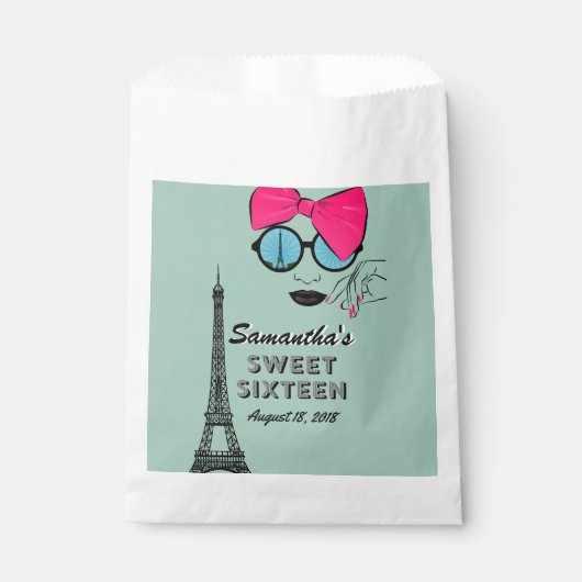 Sweet Sixteen Paris Birthday Treat Favor Bags Bedankzakje (Voorkant)