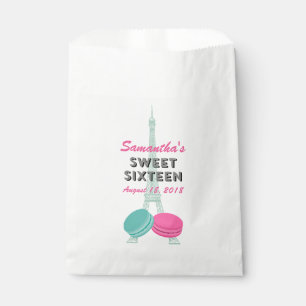 Sweet Sixteen Paris Birthday Treat Favor Bags Bedankzakje