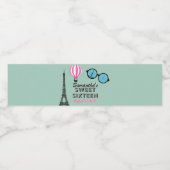 Sweet Sixteen Paris Birthday Water Fles Label Waterfles Etiket (Enkel label)