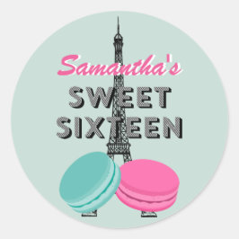 Sweet Sixteen Paris Macaron Verjaardag Sticker Fav