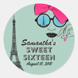 Sweet Sixteen Paris Thema Verjaardag Sticker Favor