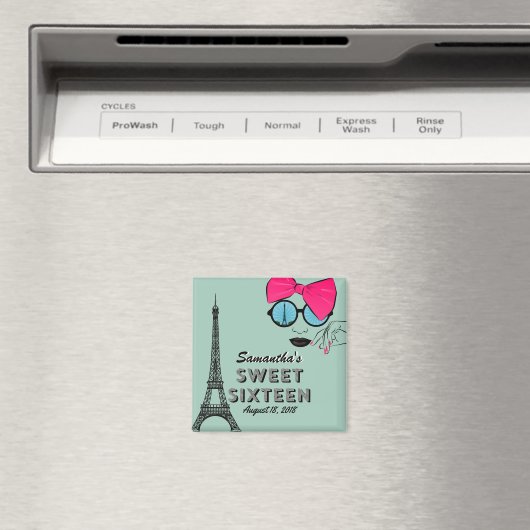 Sweet Sixteen Paris Thema Verjaardagsmagneet Magneet (Insitu (Vaatwasser))