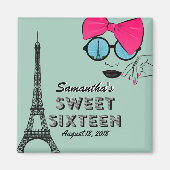Sweet Sixteen Paris Thema Verjaardagsmagneet Magneet (Voorkant)