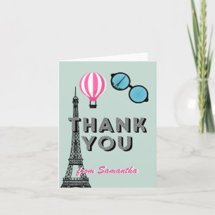 Sweet Sixteen Paris Theme Birthday Bedankt! Bedankkaart