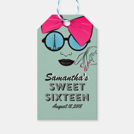 Sweet Sixteen Paris Theme Birthday Gift Label Cadeaulabel (Voorkant)