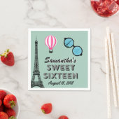 Sweet Sixteen Paris Theme Birthday Paper Napkin Servetten (Insitu)
