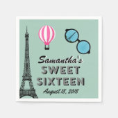 Sweet Sixteen Paris Theme Birthday Paper Napkin Servetten (Voorkant)
