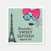 Sweet Sixteen Paris Theme Birthday Paper Napkin Servetten (Voorkant)
