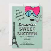 Sweet Sixteen Paris Theme Verjaardagsuitnodiging K Kaart (Voorkant)