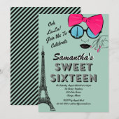 Sweet Sixteen Paris Theme Verjaardagsuitnodiging K Kaart (Voorkant / Achterkant)