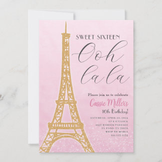 Sweet Sixteen Paris verjaardagsfeestje uitnodiging