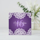 Sweet Sixteen Partij  Lace Paars Kaart (Staand voorkant)