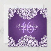Sweet Sixteen Partij  Lace Paars Kaart (Voorkant)