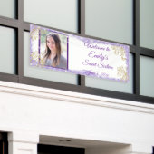 Sweet Sixteen-partij, Paarse glitter, aangepaste b Spandoek (Buitenkant Gebouw)