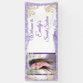 Sweet Sixteen-partij, Paarse glitter, aangepaste b Spandoek (Verticaal)