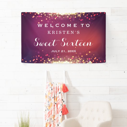 Sweet Sixteen-partij Shimmer Gold Glitter Sparkles Spandoek (Insitu)