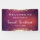 Sweet Sixteen-partij Shimmer Gold Glitter Sparkles Spandoek (Horizontaal)